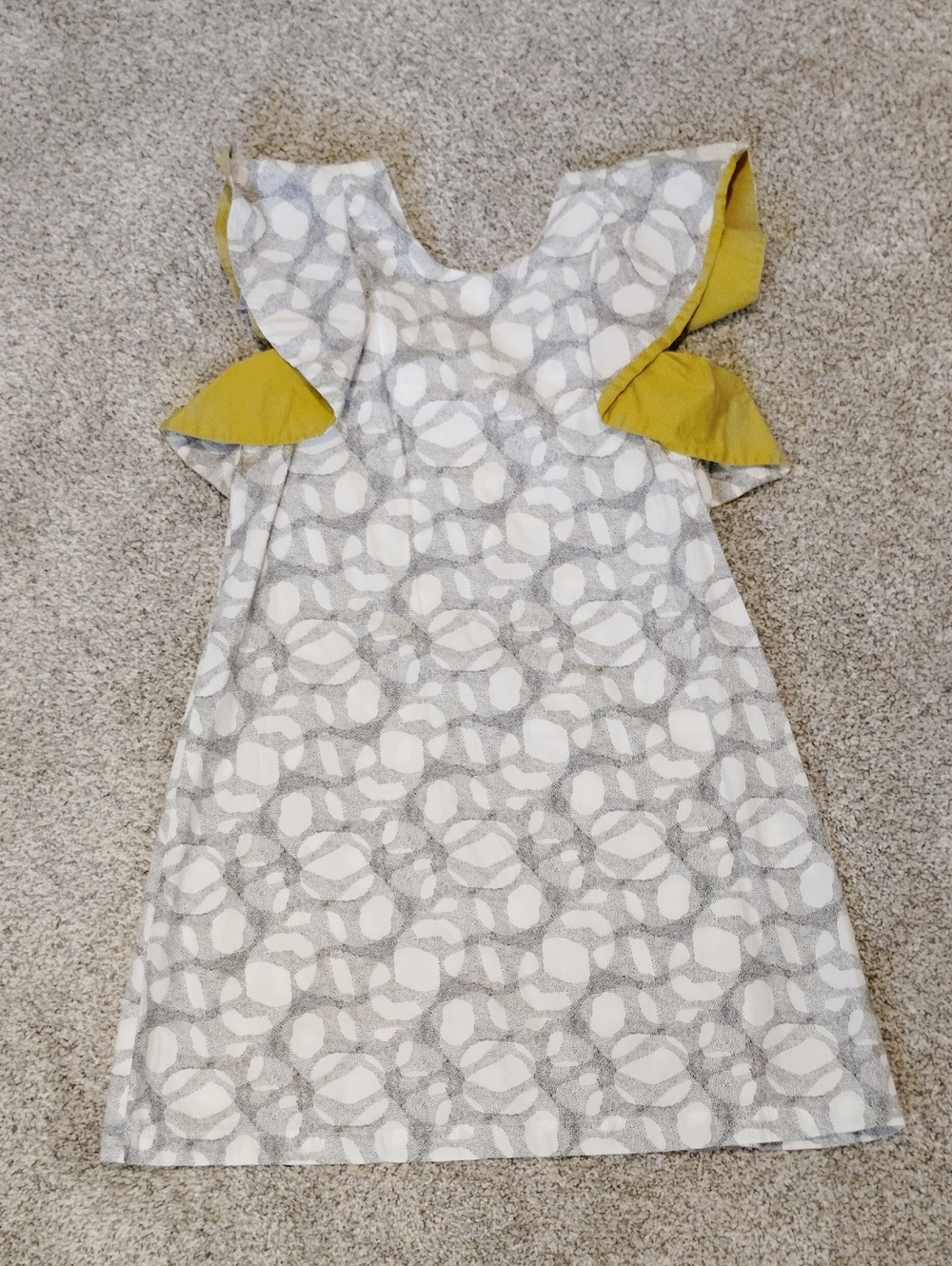 Girls' Yellow Accent Gray Pattern Casual Dress